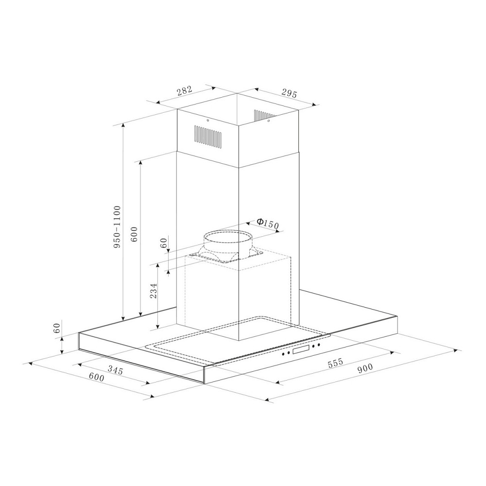 Островная вытяжка Valeria Brilliant Edition 90см 643м³/ч touch EEC B LED стекло нержавеющая сталь черный Ровно - изображение 9