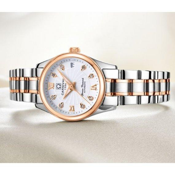 Часы женские механические Carnival White Серебристые с золотистым Винница - изображение 4