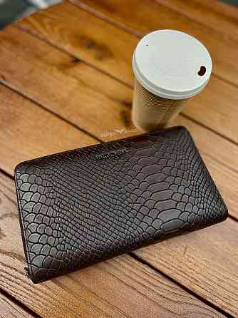 Коричневий гаманець-клатч на блискавці з блоком під картки із натуральної шкіри Marco Coverna MC086-5901С Кам'янське