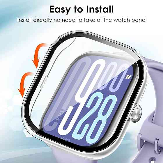 Чохол для годинника ivoler Redmi Watch 5 / Redmi Watch 4 прозорий+чорний 3 шт жорсткий PC з 9H загартованим склом тонкий захисний Київ