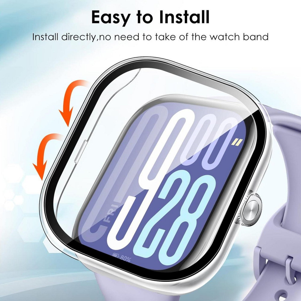 Чохол для годинника ivoler Redmi Watch 5 / Redmi Watch 4 прозорий+чорний 3 шт жорсткий PC з 9H загартованим склом тонкий захисний Київ - фото 6