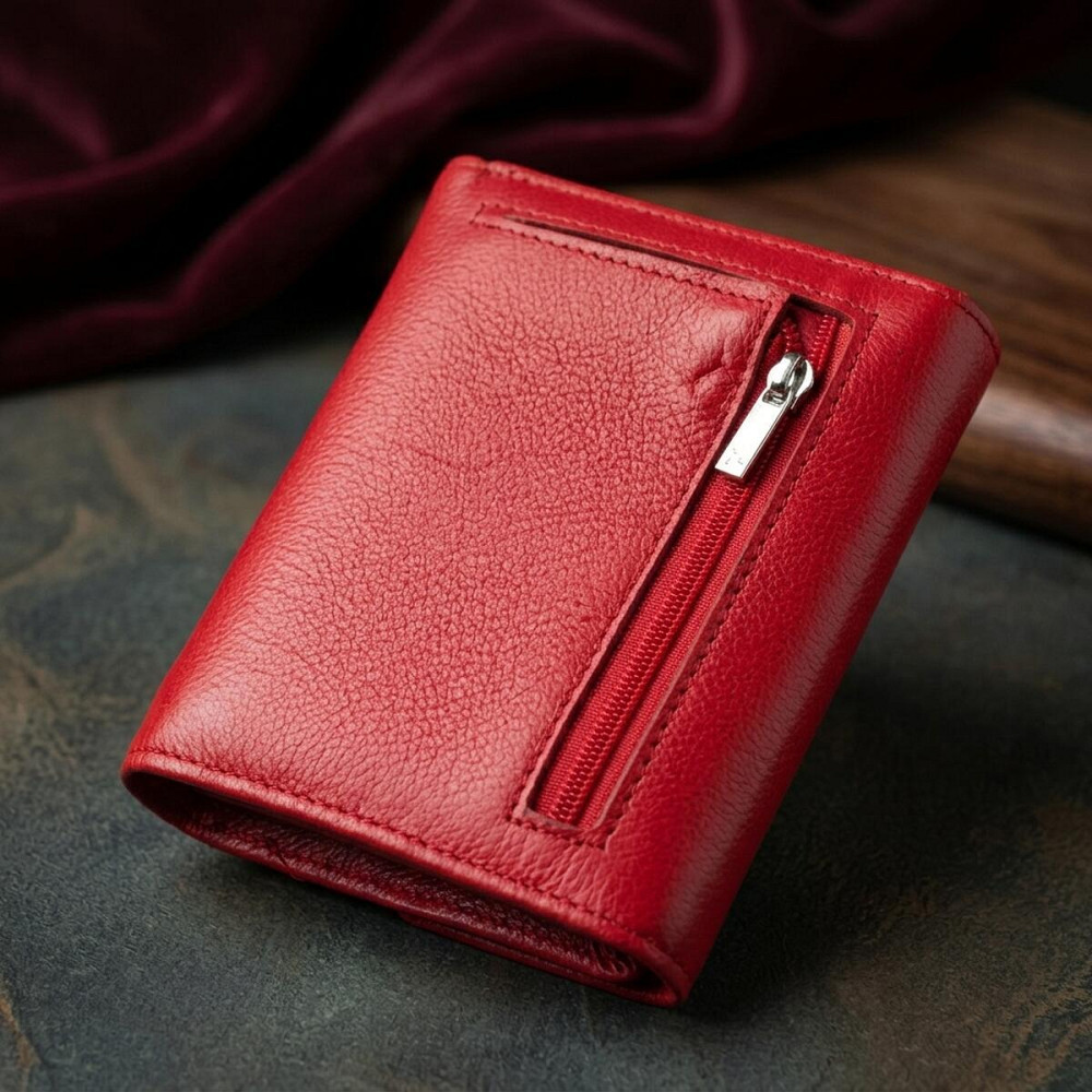 Яскравий жіночий гаманець з монетницею з натуральної шкіри ST Leather 19493 Червоний Київ - фото 14