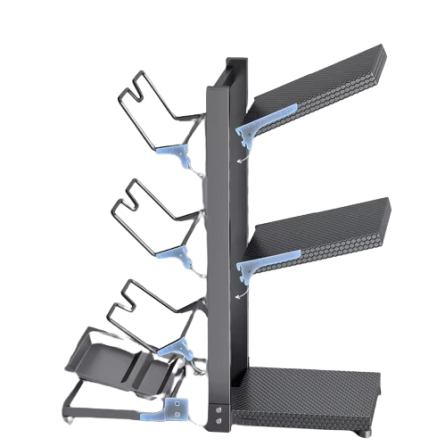 Полка-подставка для кастрюль на 3 полки двухсторонняя с 3 держателями для крышек из углеродистой стали,серая Каменец-Подольский