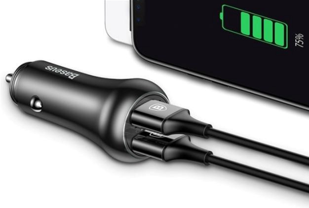 Автомобільний зарядний пристрій Baseus CCALL-GC01 Gentry series Dual-U QC3.0 18W (Чорний, два USB-порта) Миколаїв - фото 6