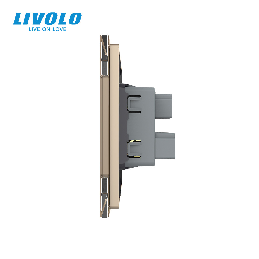 LIVOLO Розетка універсальна 12 стандартів в 1 Livolo золото скло (VL-C7C1C-13) Київ - фото 10