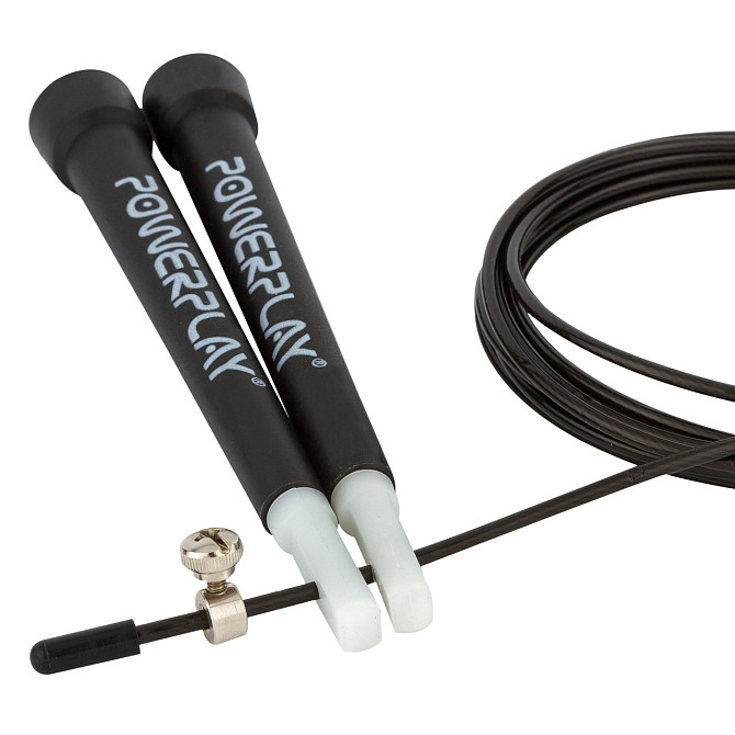 Скакалка швидкісна PowerPlay 4202 Ultra Speed Rope Чорна (2,9m.) Каменское - изображение 4