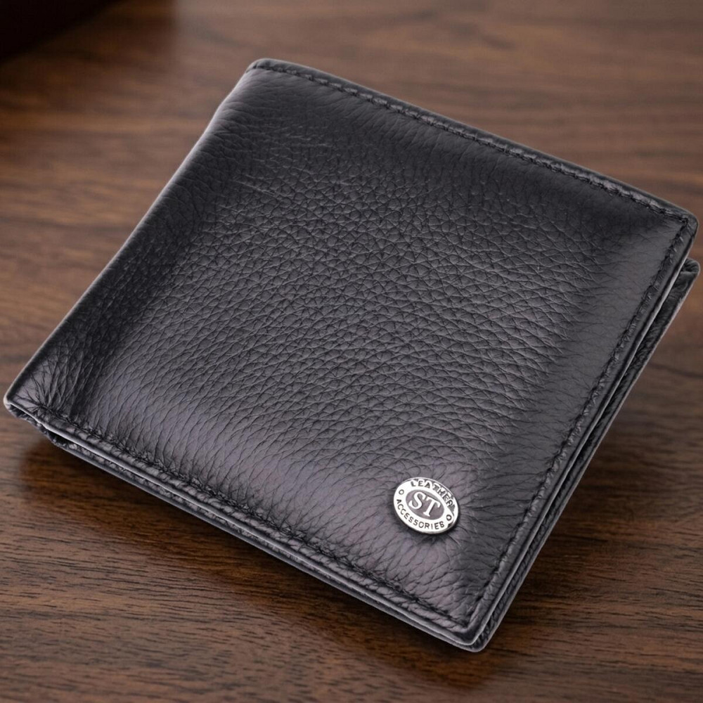 Чоловіче шкіряне портмоне із затискачем ST Leather 22485 Чорний Київ - фото 11