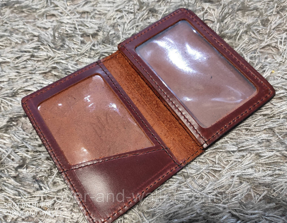 Шкіряна обкладинка на ID паспорт і авто права з додатковим клапаном Київ - фото 4