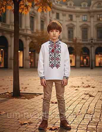 Вишиванка для хлопчика льон "Поділля" чорна 128-146 Кривий Ріг