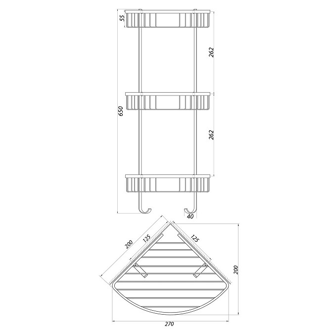 Полка тройная угловая TOPAZ 4134 (000021263) Киев - изображение 2
