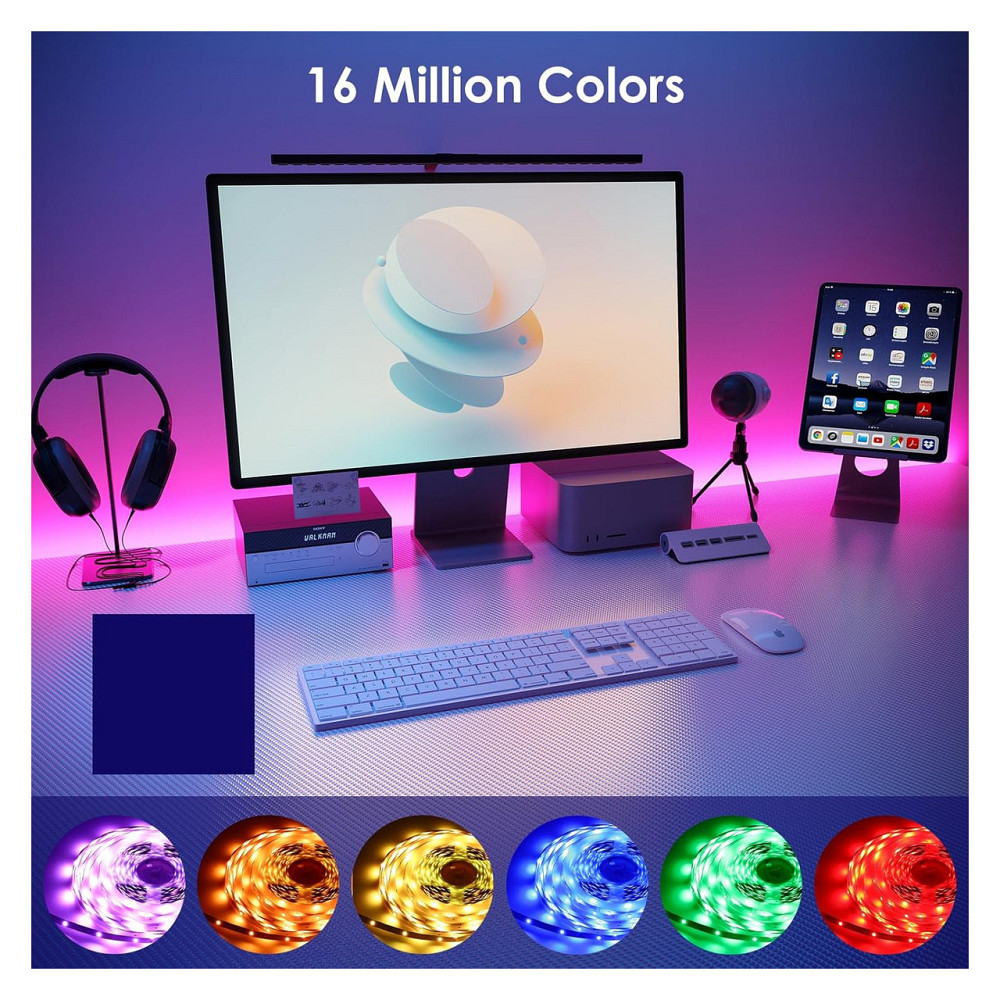 Світлодіодна стрічка LED стрічка HOVVIDA RGB 5 м 150 LED 30 LED/м керування APP пульт 44 клавіші музичний режим мікрофон таймер Київ - фото 8