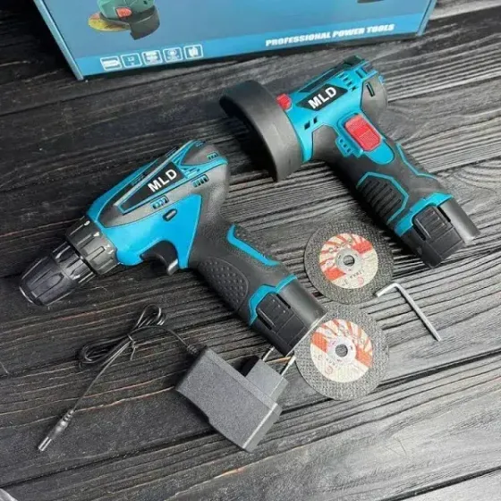 Набор электро инструменту 2в1/ Шуруповёрт+Болгарка мини 2 акб 12V AT-AG7501-2 Коломия