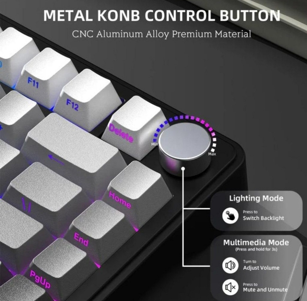 Механическая клавиатура Attack Shark X85 (Чёрно-белый градиент) Харьков - изображение 6