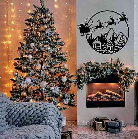 Декоративное настенное Панно «Новый год», Декор на стену 70*59 см, Черный Киев