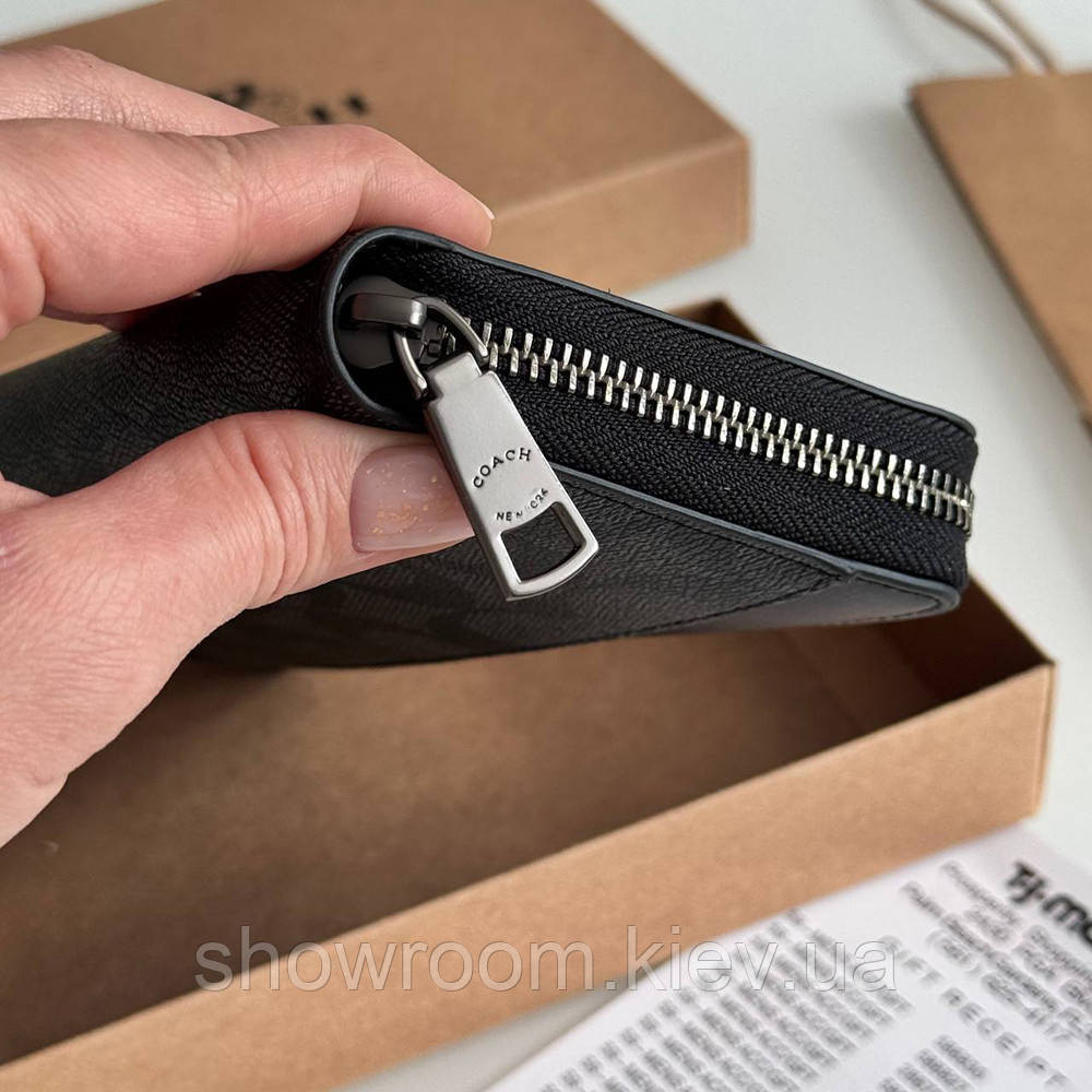 Мужской брендовый кошелек на молнии Coach (1380) black Киев - изображение 4