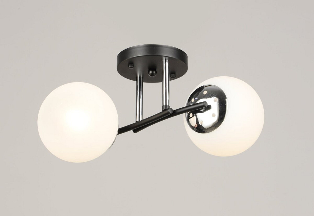 VALESO Люстра стельова на 2 плафони VALESO K2318/2 чорний+хром E27 Киев - изображение 1