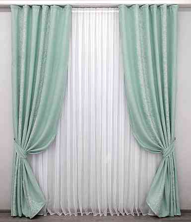 Комплект готових штор VR-Textil Льон № 1157ш Блакитний 140х270 см 2 шт (39-765 ) Київ