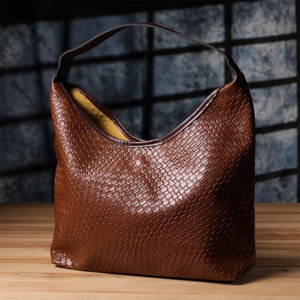 Жіноча сумка з переплетеної екошкіри Vintage sale_15142 Коричневий Київ - фото 7