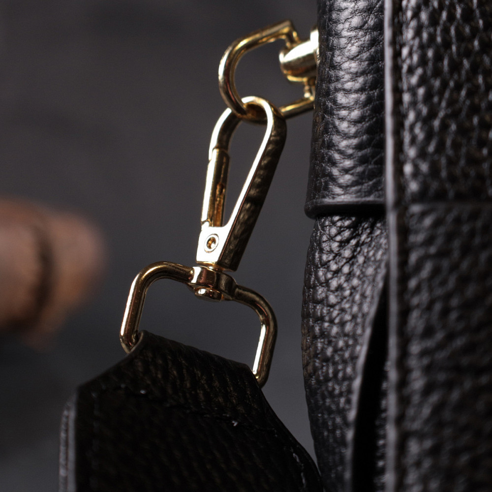 Классическая вечерняя сумка для женщин с переплетами из натуральной кожи Vintage 22313 Черная Киев - изображение 9