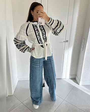 Жіноча вишиванка з вишитими рукавами 80% бавовна Одеса