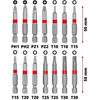 Набор бит Einhell 42шт, HEX, PH, PZ, Torx, 50мм, кейс (118953) Винница - изображение 12