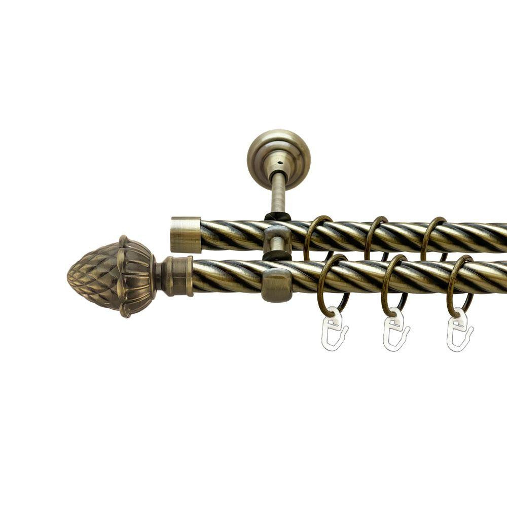 Карниз Orvit Цинара металевий дворядний відкритий скручена труба кільце металеве Антик 19\19 мм 240 см (00-00022267) Львів - фото 1