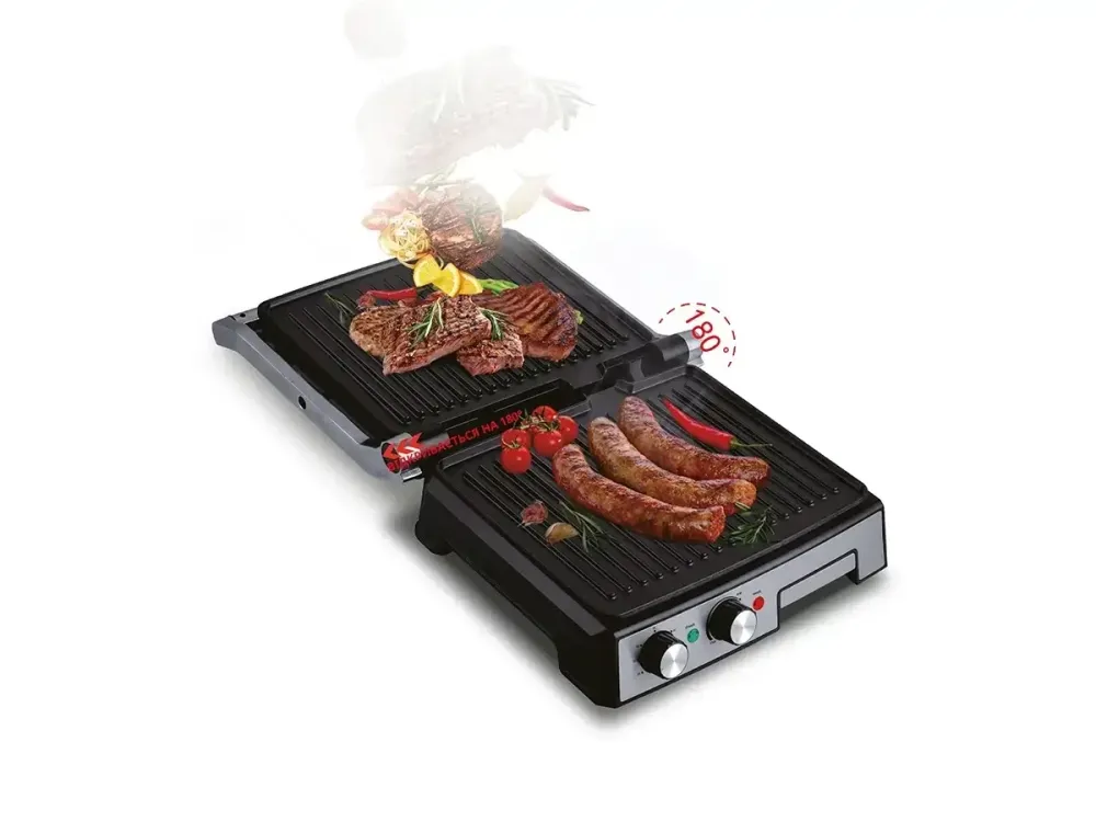 Контактный электрический гриль BITEK BT-2681Д, мощность 2800Вт, BBQ-гриль с антипригарным покрытием панелей Одесса - изображение 3