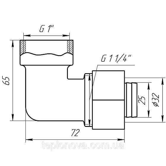 Уголок с внутренней резьбой APE 752 L 1″х32 ITALY Черновцы