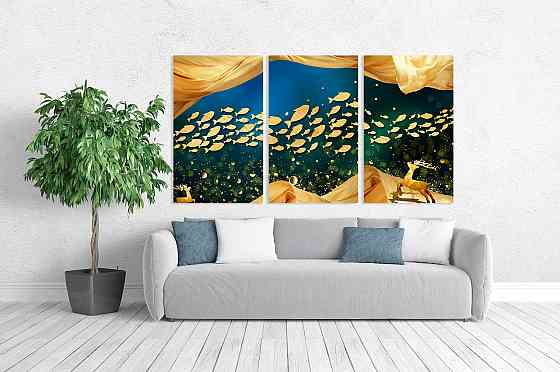 Модульна картина у вітальню/ спальню  Рибки     ART-174_3A 100х150 см Київ