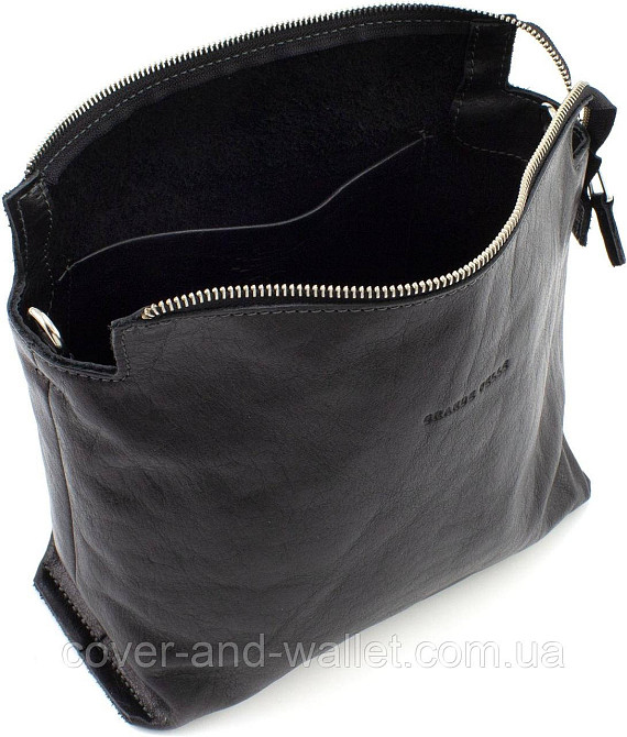 Женская сумка-трапеция из гладкой итальянской кожи черного цвета Grande Pelle 74641 Киев - изображение 7