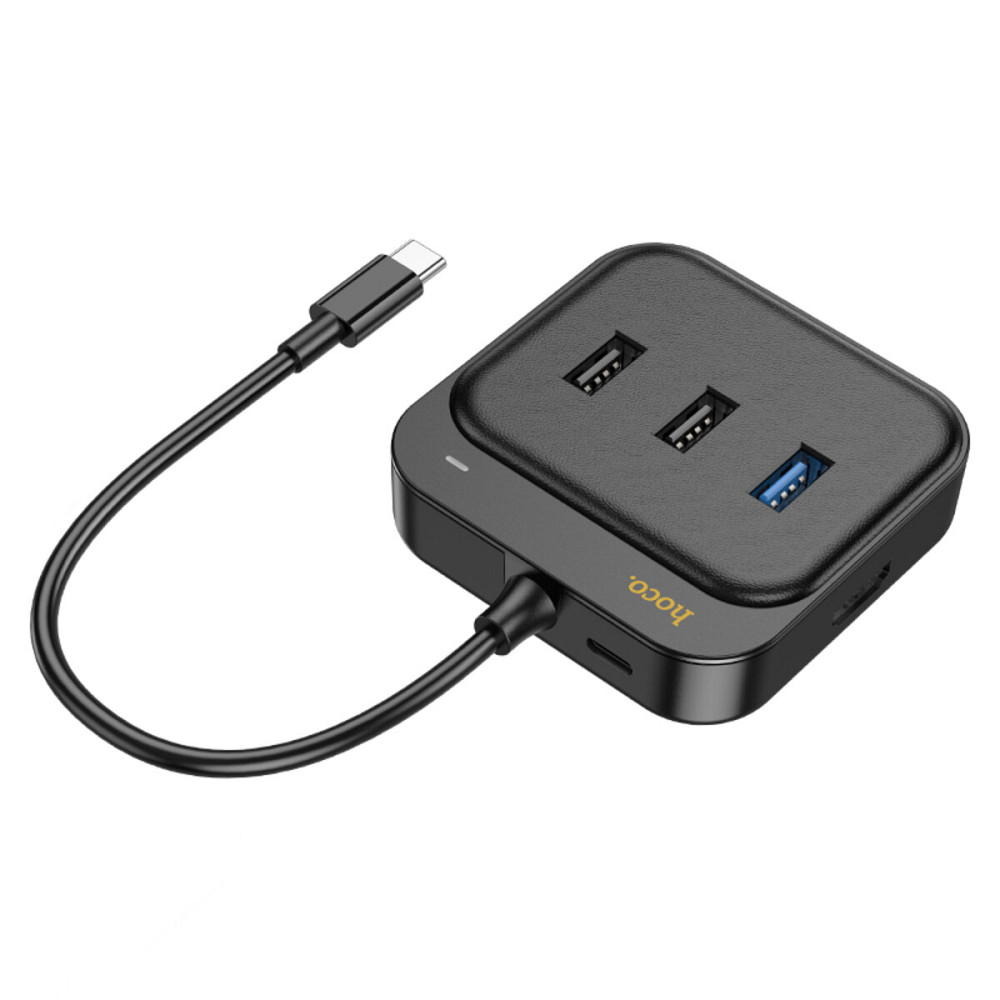 Хаб HOCO HB37 Easy link 6-in-1 Multiport Adapter(HDTV+RJ45+USB3.0+USB2.0*2+PD100W) Black (6931474799029 ) Киев - изображение 3