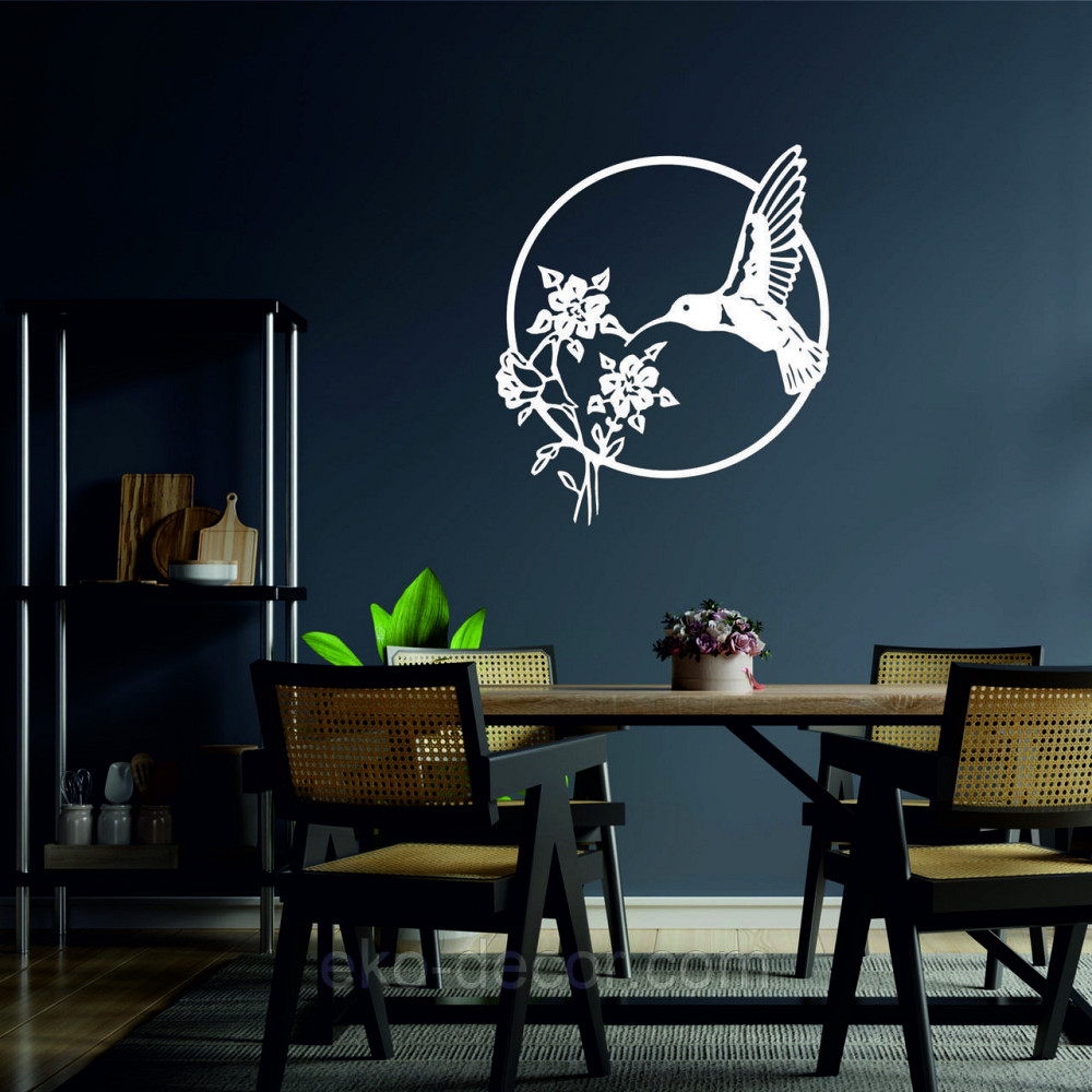 Декоративное настенное 3D Панно «Колибри» Декор на стену с объемом 50*43 см, Белый Киев - изображение 3