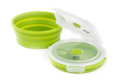 Ланчбокс складаний з кришкою-засувкою круглий зелений 900мл СИЛА Київ - фото 1
