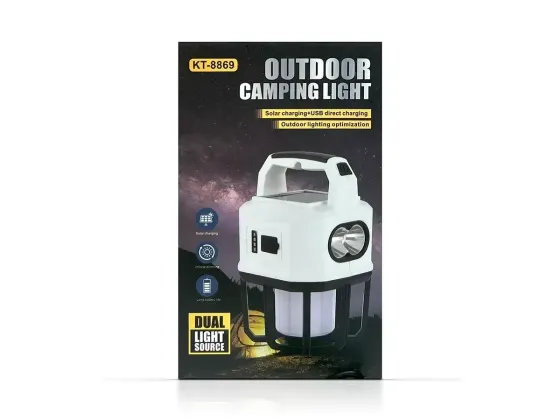 Лампа діодна Bailong для кемпінгу Solar KT-8869, 7 режимів, акумулятор, Powerbank, USB, сонячна пане Київ