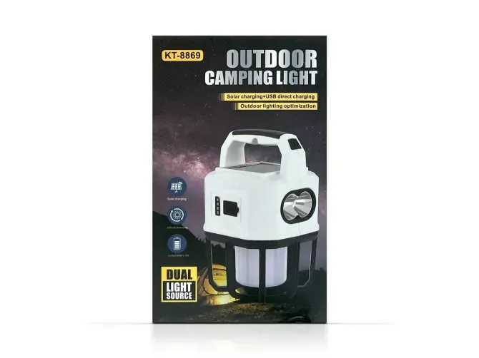 Лампа діодна Bailong для кемпінгу Solar KT-8869, 7 режимів, акумулятор, Powerbank, USB, сонячна пане Київ - фото 2