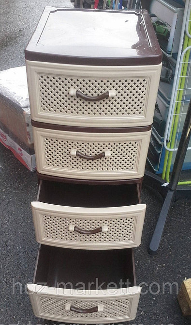 Комод пластиковый на 4 ящика бежево-коричневый сетка Харьков - изображение 4