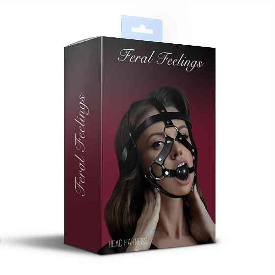 Маска-збруя з кляпом Feral Feelings Head Harness, шкіра Sex Aura Київ