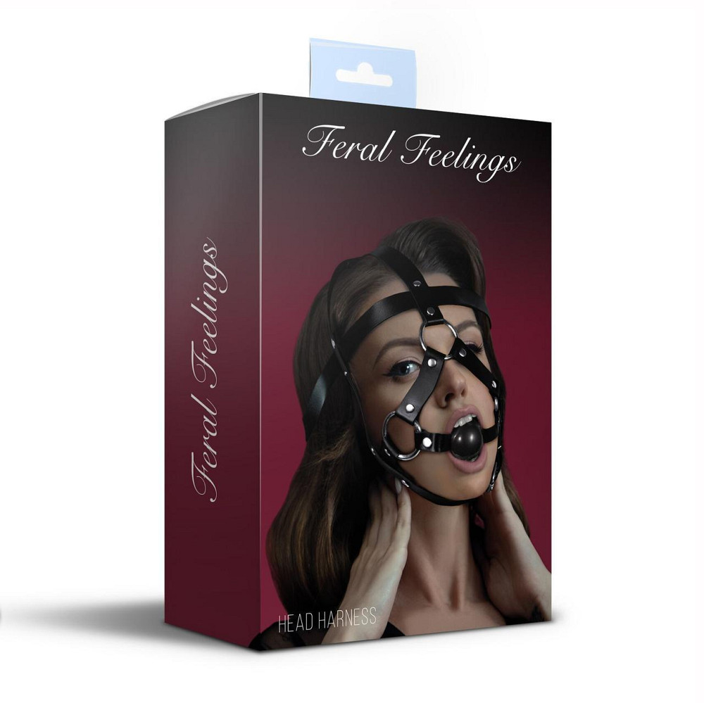 Маска-збруя з кляпом Feral Feelings Head Harness, шкіра Sex Aura Київ - фото 2