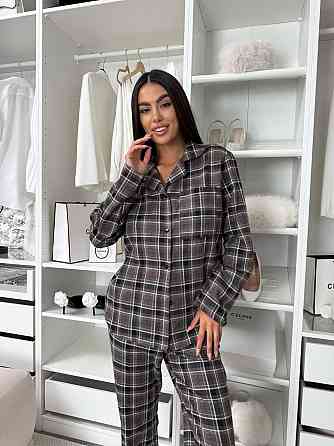 Жіноча домашня повсякденна картата піжама з фланелі. Шоколад, 42/44 Одеса