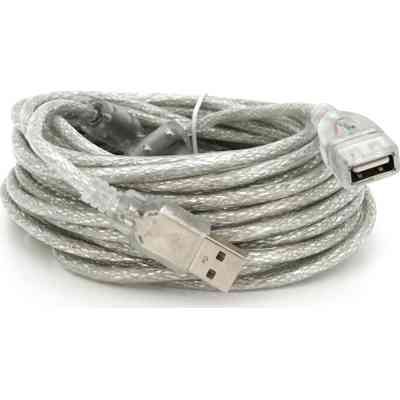 Дата кабель USB 2.0 AM/AF 10.0m ferrite transparent white Voltronic (YT-AM/AF-10TBL) Вінниця