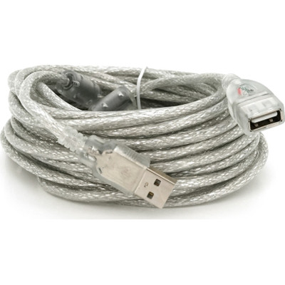 Дата кабель USB 2.0 AM/AF 10.0m ferrite transparent white Voltronic (YT-AM/AF-10TBL) Вінниця - фото 1