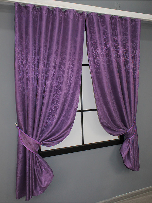 Комплект коротких штор VR-Textil Мрамор Al1 № 1301ш 130х170 см 2 шт Фиолетовый (35-0083) Киев - изображение 2