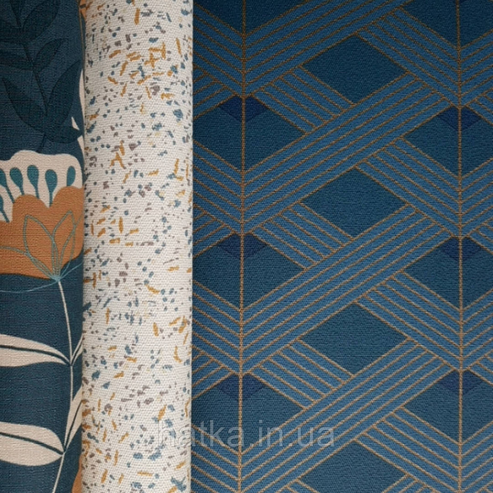 Шпалери вінілові Lutece Melody 51197201 геометрія смуги фігури темно-сині золотисті Київ - фото 2