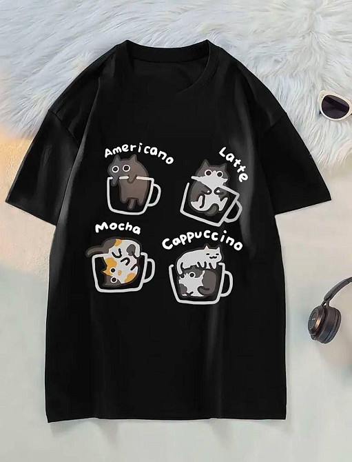 Женская милая оверсайз футболка с котиками из кулира Одесса - изображение 1