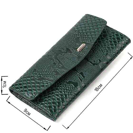 Женское лакированное портмоне из натуральной кожи с тиснением под змею CANPELLINI 21694 Зеленое Киев