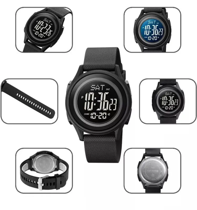 Чоловічий спортивний наручний годинник Skmei 1893 (Чорний з чорним циферблатом) Київ - фото 9