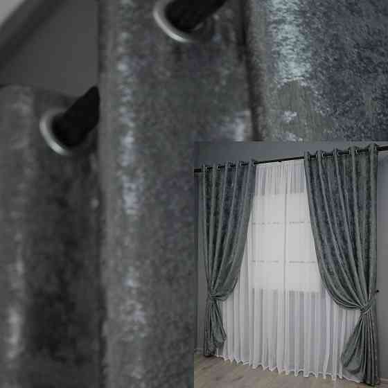 Комплект штор на люверсах VR-Textil Жакард Sultan XO № 1123ш 150х250 см 2 шт Графітовий (37-0027) Київ