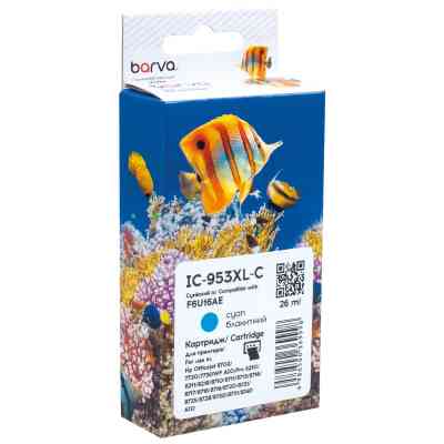 Картридж Barva HP 953XL (F6U12AE/F6U16AE) 1600 c, Cyan (IC-953XL-C) Вінниця