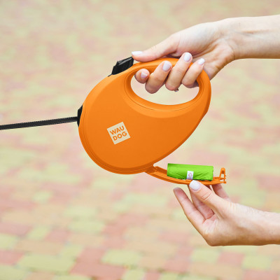 Повідок для собак WAUDOG R-leash з контейнером для пакетів L до 40 кг 5 м помаранчевий (26294) Вінниця - фото 6