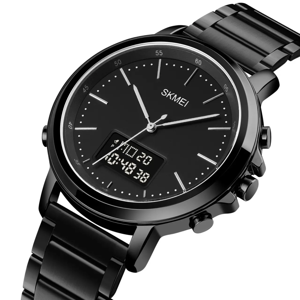 Мужские наручные часы Skmei 1652 с металлическим браслетом (Черный с черным) Винница - изображение 3